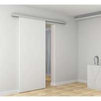 Plank style interior wooden solid flush door slab and aluminium sliding doors accessories